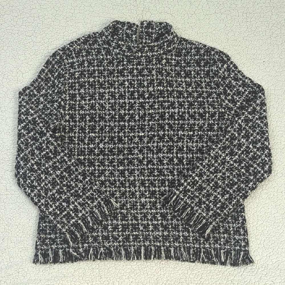 Zara Black and White Tweed Sweater